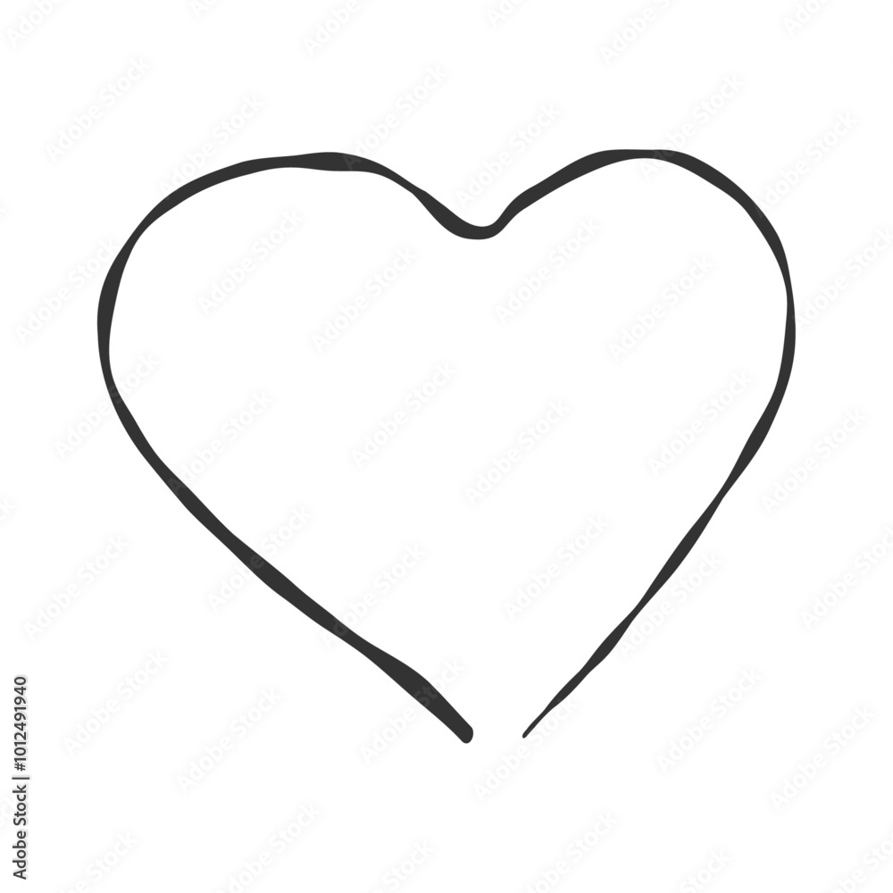 手描きのモノクロ線画ハートアイコン
