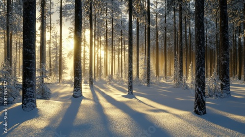 Winter Forest at Sunset