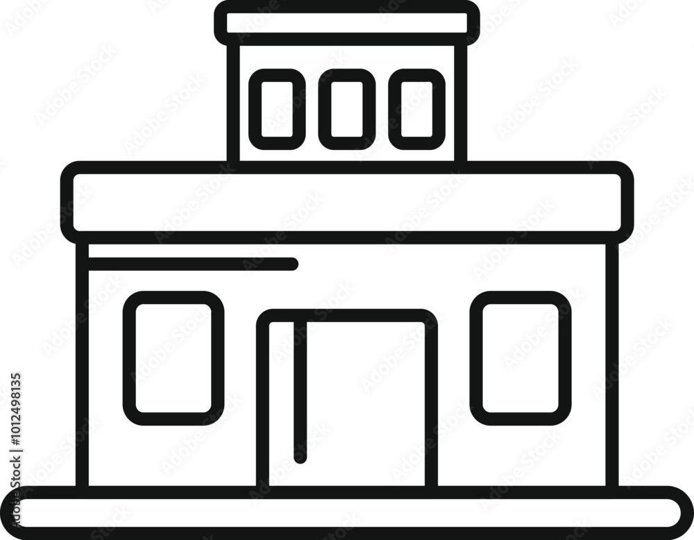 Simple line icon representing a modern building, perfect for projects related to architecture, urban planning, and real estate Simple line icon representing a modern building, perfect for projects related to architecture, urban planning, and real estate