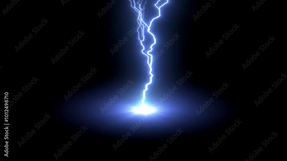 Animation blue lighting effect or electrical effect on green screen.