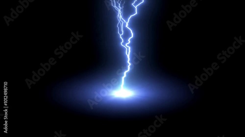 Animation blue lighting effect or electrical effect on green screen.