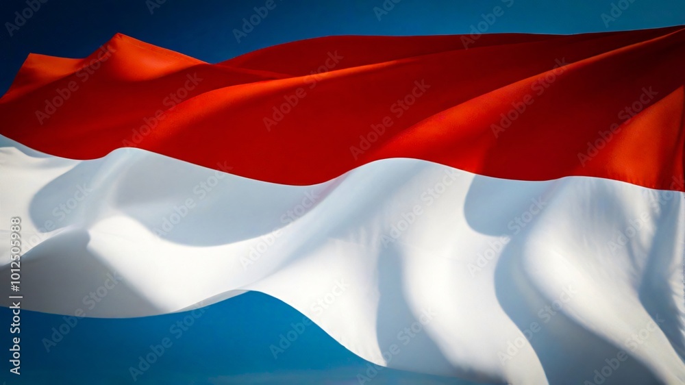 Naklejka premium Indonesian flag waving the red and white flag represents symbol of courage and purity