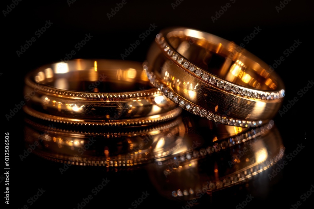 Golden Wedding Rings for Sacrament of Matrimony - Isolated on Black Background Golden Wedding Rings for Sacrament of Matrimony - Isolated on Black Background
