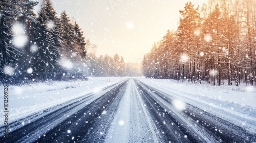 Snowy Road in Winter