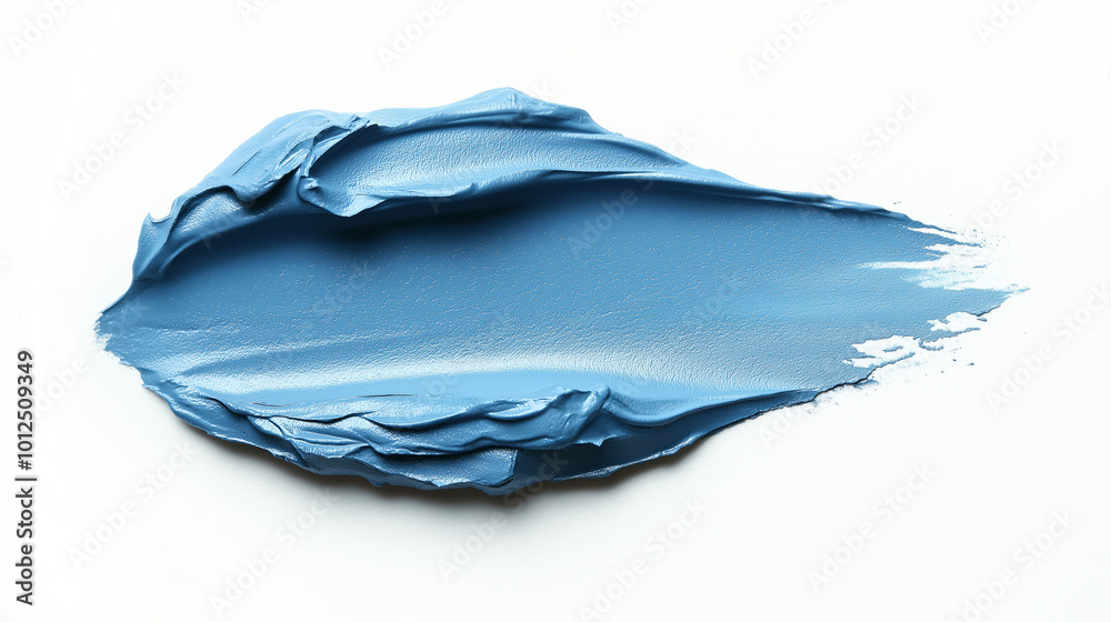 Obraz premium a single, elegant swatch of baby blue lipstick on white background, with soft color gradients and subtle sheen to highlight the texture and glossiness of lip makeup