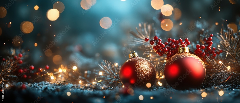 Holiday decor with lights and ornaments Holiday decor with lights and ornaments