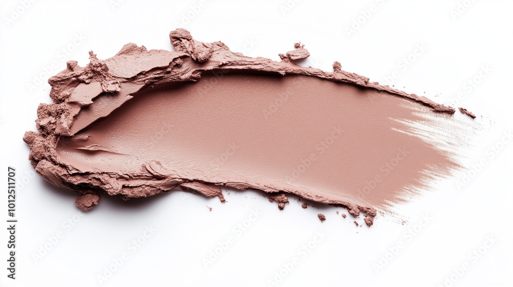 a single, elegant swatch of dusty beige lipstick on white background, with soft color gradients and subtle sheen to highlight the texture and glossiness of lip makeup