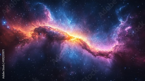 Spectacular cosmic phenomenon with vibrant nebula colors illuminating the vast night sky.