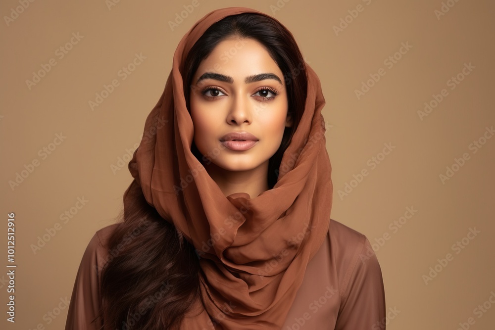 Close up portrait of a beautiful young Indian woman in hijab looking at camera Close up portrait of a beautiful young Indian woman in hijab looking at camera