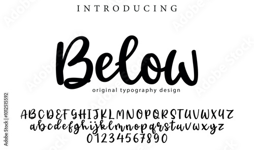 Below Font Stylish brush painted an uppercase vector letters, alphabet, typeface