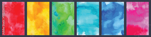 Big set of bright vector colorful watercolor background for poster, brochure or flyer
