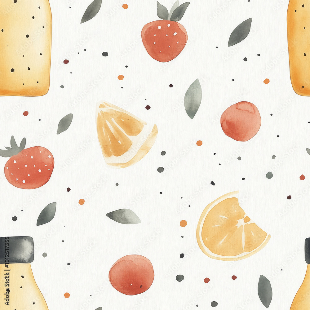Seamless fruit-themed pattern with strawberries and oranges. Ideal for food-related designs and playful decor. Seamless fruit-themed pattern with strawberries and oranges. Ideal for food-related designs and playful decor.