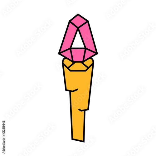 torch with magic stone line icon vector. torch with magic stone sign. isolated symbol illustration