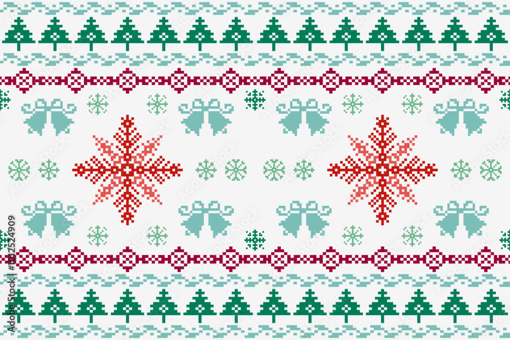 Holiday Pixel Art Pattern with Geometric Shapes Christmas Design in Lively Colors.Perfect for All Ages, Ideal for Scarves, Blankets, Tablecloths, Rugs,Decorations,ethnic pattern Holiday Pixel Art Pattern with Geometric Shapes Christmas Design in Lively Colors.Perfect for All Ages, Ideal for Scarves, Blankets, Tablecloths, Rugs,Decorations,ethnic pattern