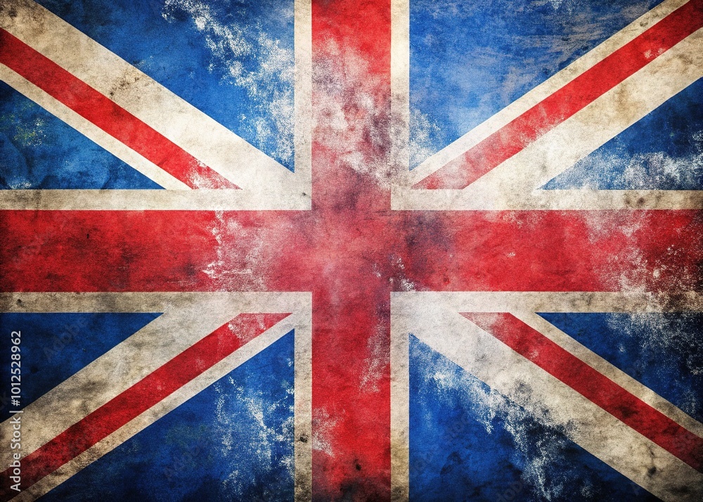 Aerial View of United Kingdom Grunge Flag in Artistic Brush Stroke Style Aerial View of United Kingdom Grunge Flag in Artistic Brush Stroke Style