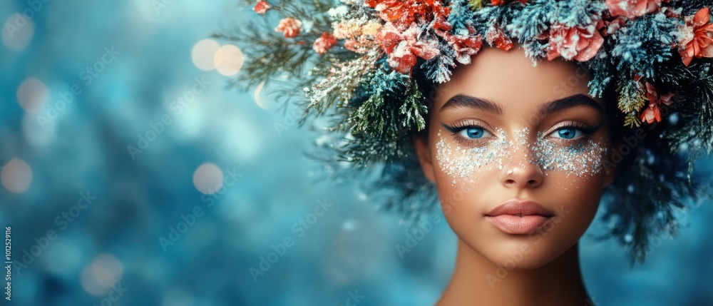 Calm portrait of a flower adorned woman Calm portrait of a flower adorned woman