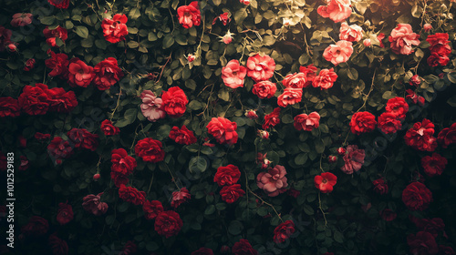 red rose flowers on wall for background