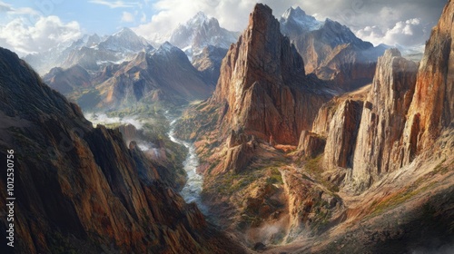 A Serene River Winding Through a Mountainous Landscape