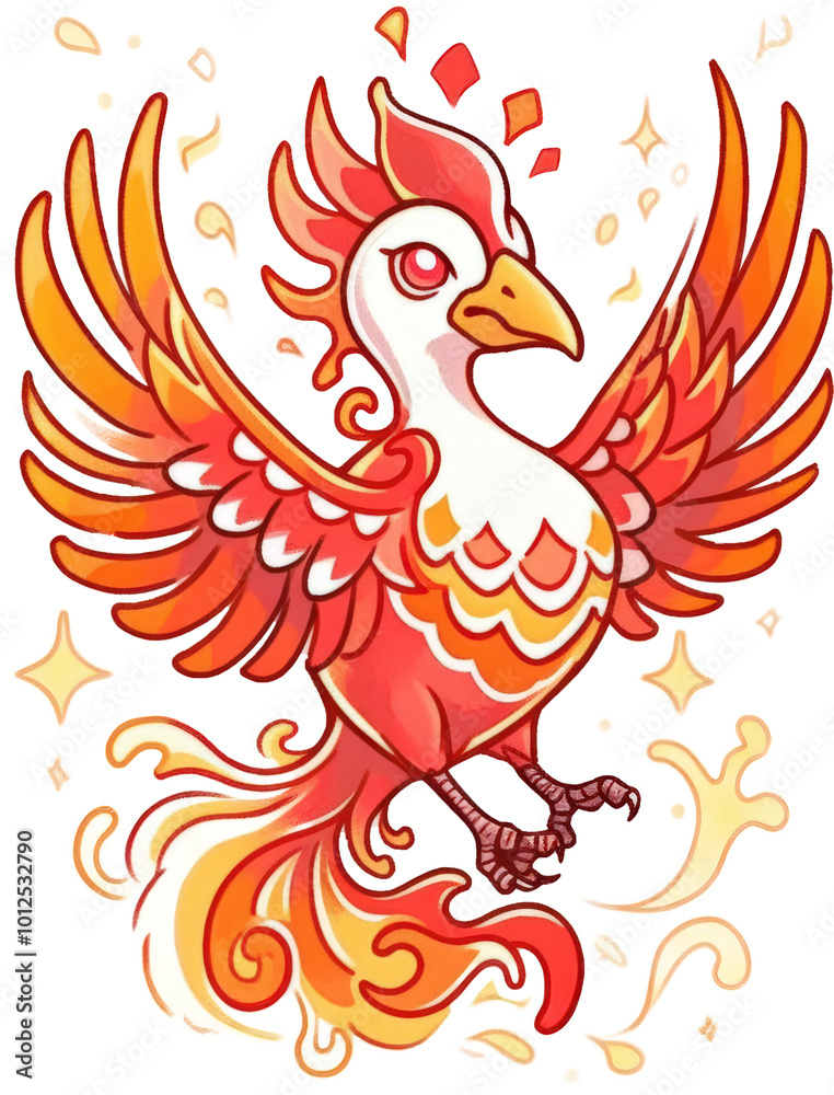 Fototapeta premium Fiery phoenix in flight