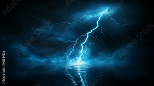 Wallpaper Mural Powerful Electric Lightning Bolt Illuminating a Dark Background, Representing Electric Power, Energy Force, and Nature's Power in a Striking and Dynamic Visual Concept Torontodigital.ca