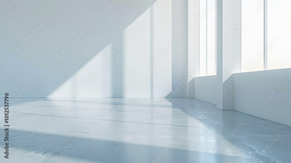 Fototapeta premium Bright Minimalist Interior with Soft Shadows and Light