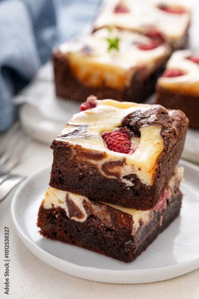 Cheesecake brownies with raspberry and cream cheese swirl Cheesecake brownies with raspberry and cream cheese swirl