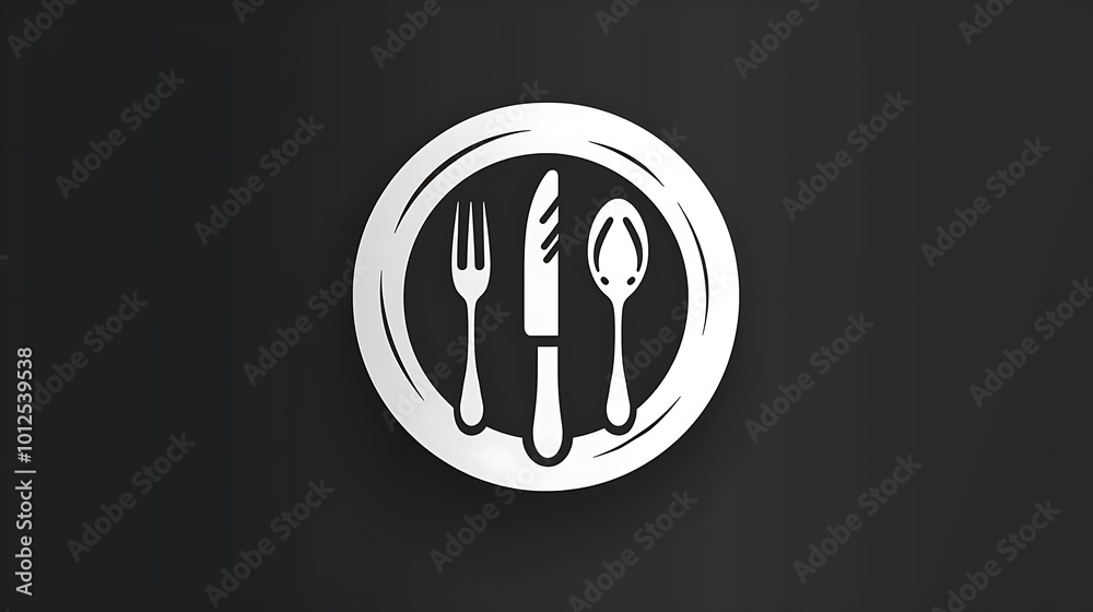 Fork, Knife, Spoon in Circle, Restaurant Icon Fork, Knife, Spoon in Circle, Restaurant Icon