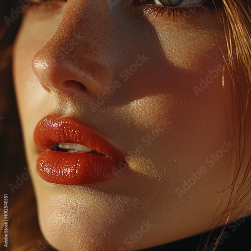 Close-Up of Slightly Parted Lips Highlighting Natural Beauty photo