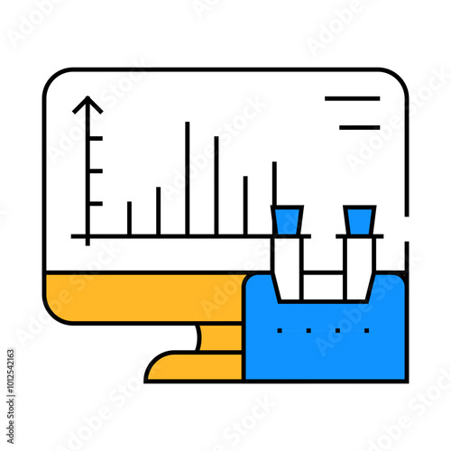 computer analysis of vaccine line icon vector. computer analysis of vaccine sign. isolated symbol illustration