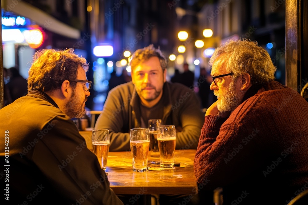 Friends Gathering After Work in Lively Atmosphere Friends Gathering After Work in Lively Atmosphere
