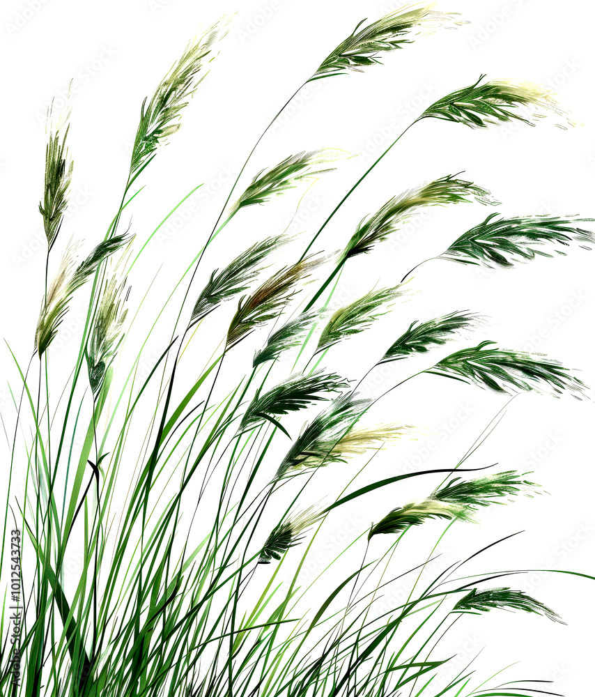 Fototapeta premium Green grass blowing in wind