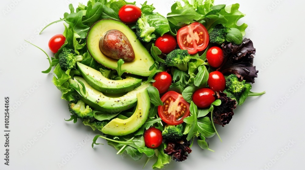 Fresh Salad Hearts with Avocado and Tomatoes Fresh Salad Hearts with Avocado and Tomatoes