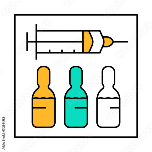 syringe with vaccine line icon vector. syringe with vaccine sign. isolated symbol illustration