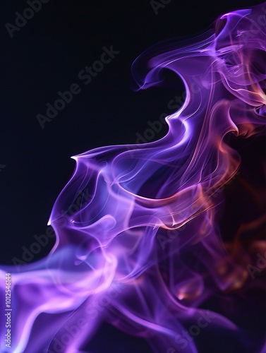 Purple fire flames isolated on black background