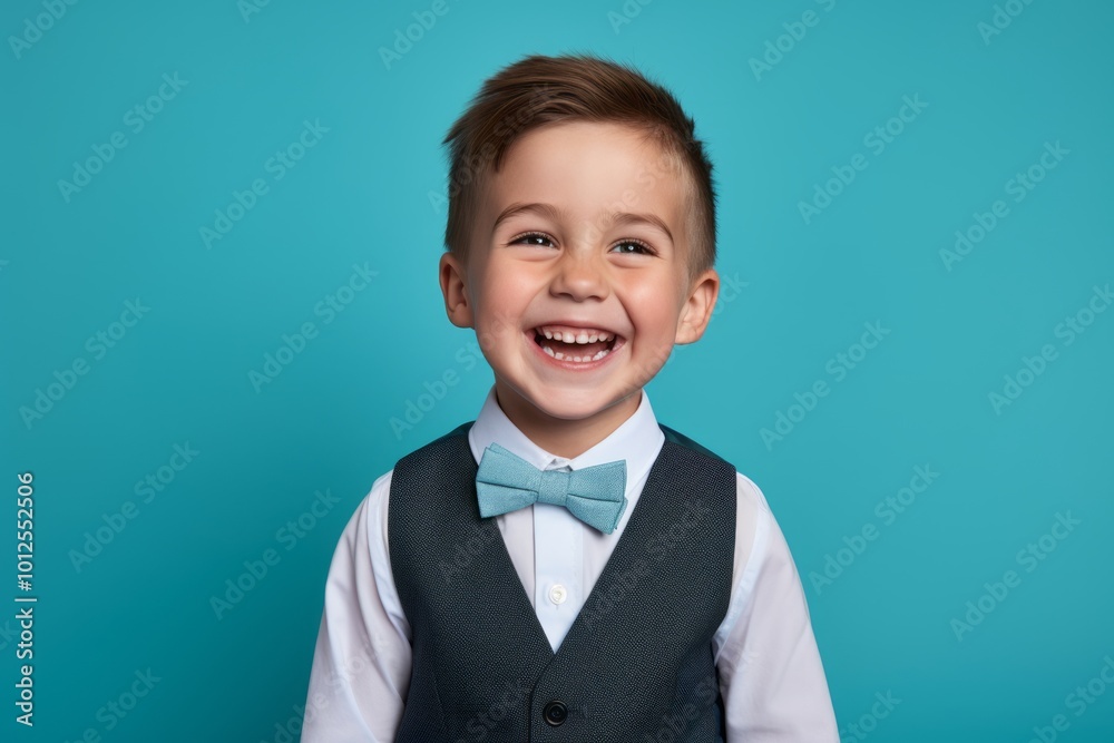 Portrait of a cute little boy in a bow tie on a blue background Portrait of a cute little boy in a bow tie on a blue background