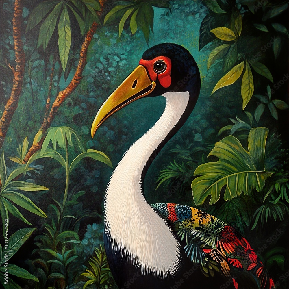 Fototapeta premium Colorful Bird in a Lush Tropical Jungle