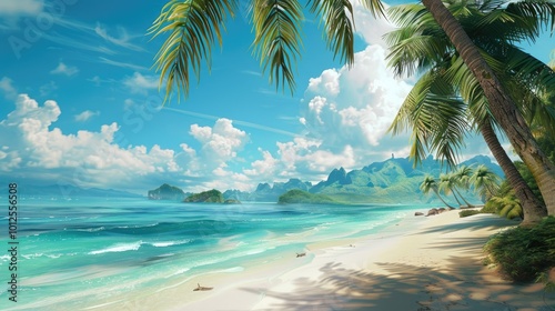 Tropical Paradise Beach Scene