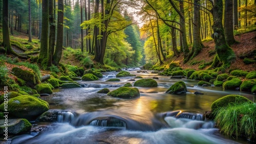 beautiful landscape with lake and trees