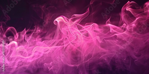 Pink fire flames isolated on black background, pink smoke