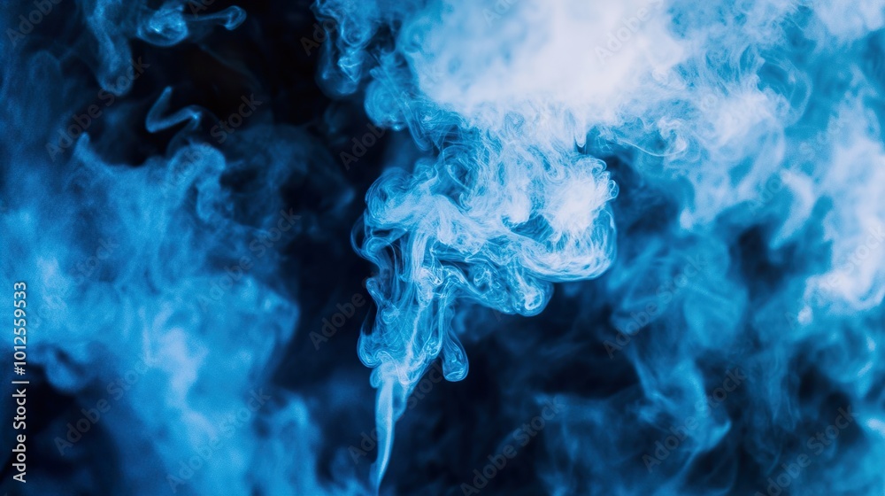 Abstract Blue Smoke Photography: Wispy Vapor and Dark Background Abstract Blue Smoke Photography: Wispy Vapor and Dark Background