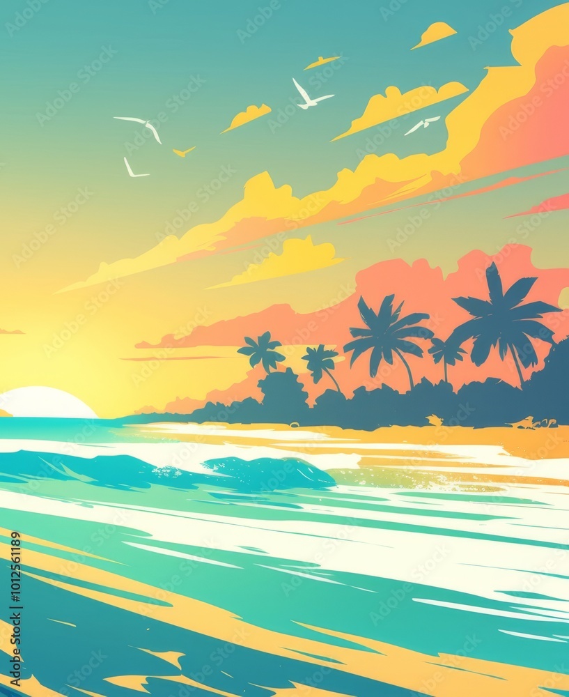 Beach Wave Artwork: Summer Vector Graphic Design for Apparel, Stickers, Posters, and Surfing Club Themes in Miami Beach Paradise Beach Wave Artwork: Summer Vector Graphic Design for Apparel, Stickers, Posters, and Surfing Club Themes in Miami Beach Paradise