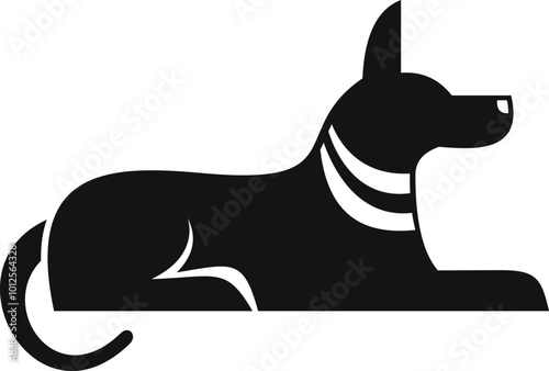 Black silhouette of anubis god from ancient egypt mythology lying down