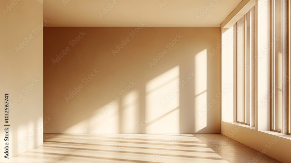 Obraz premium Sophisticated Beige Room Mockup: Elevate Your Interior Design Projects with Stylish Wall Designs