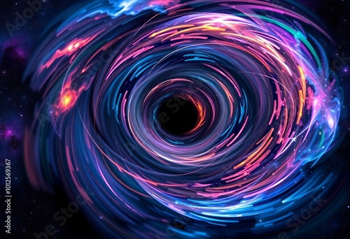 a close up of a spiral of light in a dark space.