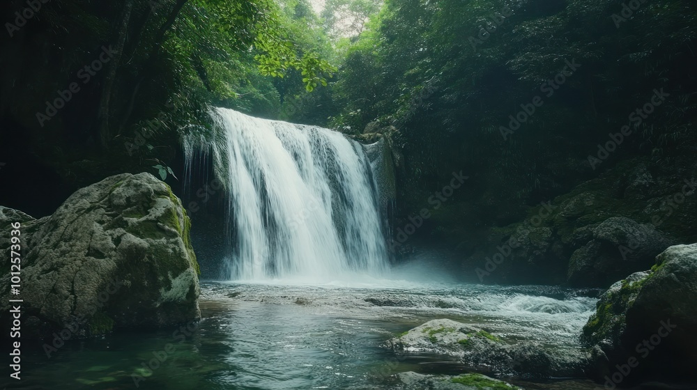 Fototapeta premium Waterfall in Lush Forest