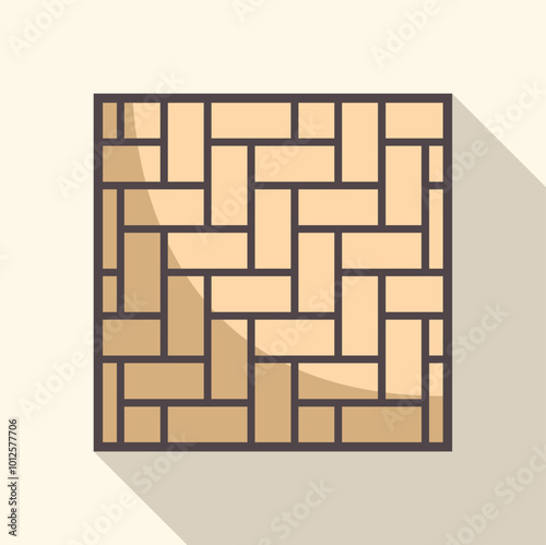 Square shaped wood parquet flooring pattern with long shadow is showing a modern way of arranging floorboards