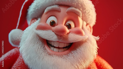 Cheerful CGI Santa portrait with twinkling eyes and rosy cheeks
目を輝かせ頬を赤らめた陽気な3Dサンタの肖像画.Generative AI photo