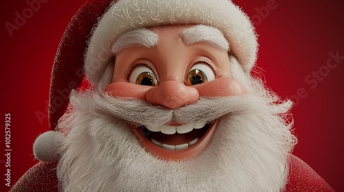 Cheerful CGI Santa portrait with twinkling eyes and rosy cheeks
目を輝かせ頬を赤らめた陽気な3Dサンタの肖像画.Generative AI photo