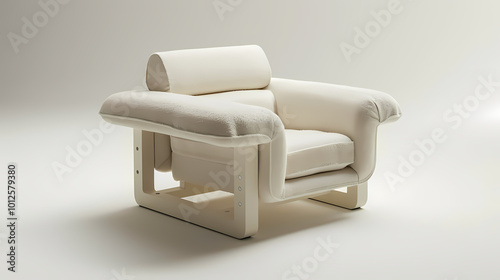 An isolated leather sofa with cushions on a white background, suitable for comfortable seating in a modern home