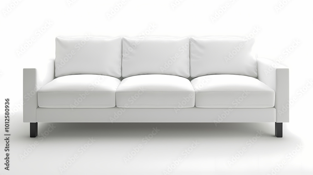 An isolated leather sofa with cushions on a white background, suitable for comfortable seating in a modern home An isolated leather sofa with cushions on a white background, suitable for comfortable seating in a modern home